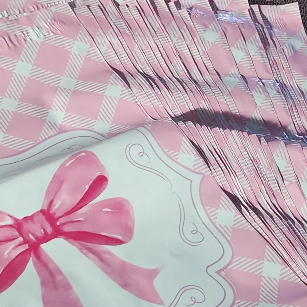30 10 x 12 Inch Pink Ribbon Poly Mailers